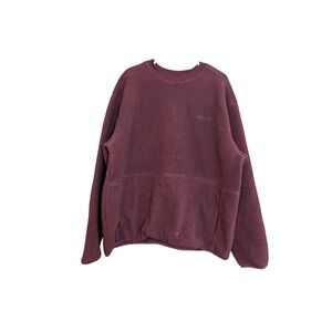 Marmot Mountain Works Mens XXL Burgundy Sherpa Fleece Crew Neck Pullover Sweater